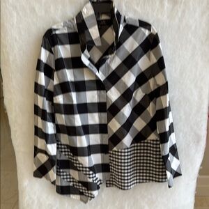 LIV by Habitat Clothes Harlow Shirt Crinkle Top Blouse Black/White Check Plaid